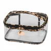 Leopard Print Clear Makeup Bag Set Waterproof Transparent Travel Storage Pouch Zipper Cosmetic Toiletry Bag With Handle Juego De Bolsa De Maquillaje Transparente