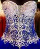 Şık Royal Blue Quinceanera Modelleri Fuşya Abiye vestido de Baile Sweet 16 Boncuklu Kristaller Sweetheart Uzun Balo Parti Abiye