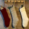 Christmas Decoration Knit Hanging Stocking Candy Bag Gifts Bag Party Holiday Christmas Stocking Festive Supplies 3 Colors ZZA1150