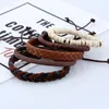 5 pièces/ensemble bracelets en cuir véritable pour femmes et hommes faits à la main bricolage rétro tissé bracelets ensemble charme couple bijoux