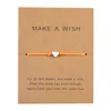 Edelstahl-Liebes-Herz-Charme-Armbänder „Wünsche dir eine Wunschkarte“ für Frauen und Männer, handgefertigtes Schnurseil-Wickelarmband, modischer Freundschaftsschmuck, Geschenk