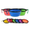 Collapsible Dog Bowls Cat Pet Feeders Foldable Bowl With Hook Travel Outdoor Feeder Bowl Silicone Feeding Bowl