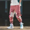 Yaz tarzı sokak kıyafeti joggers pantolon pamuk kurdeleler hip hop muti cepler ayak bileği uzunluğu patchwork adam eşofmanları abz375