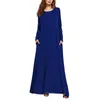 Elegant Party Dress ZANZEA Women Sexy O Neck Long Sleeve Dresses Casual Loose Pockets Solid Long Maxi Bodycon Dress Plus Size