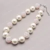 Nieuwe Collectie Witte Imitatie Parel Chunky Ketting Baby Bubblegum Kralen Armband Leuke Meisjes Handgemaakte Sieraden Voor Party