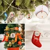 50 stks Kerst Ornamenten Hout DIY Kleine Hout Discs Cirkels Schilderen Ronde Pine Slakken W / Hole N JUTES Feestartikelen 6cm-7 cm