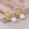 Marchio di moda perline di perle bianche in orecchino a cerchio da 1,0 cm placcato oro 18 carati gioielli da donna di alta qualità spedizione gratuita PS6626