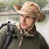 2019 Military Panama Safari Boonie Sun Hats Cap Summer Men Femmes Camouflage Bucket Bucket With String Fisherman Cap5361144