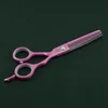 5.5 calowy Pinking Kit Nożyczki Różowe Nożyce do włosów Przerzedzenie Nożyce Fryzjerskie Kit Japoński Stylisty Stylista Nożyce Różowe Hair Salon Narzędzia