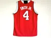 NCAA College Men Basketball 4 Dennis Smith JR. Jersey University NC State Wolfpack Jerseys Team Red Away White Free Shipping