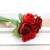 Petites roses artificielles artisanales décoratives de mariage, 3 pièces/lot, bouquet de mariée, simulation de fleurs en soie, plante de décoration artisanale