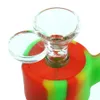 6.4 '' Mini Beaker Dab Rig Glass Bong Pipa ad acqua ciotola di vetro Bong in silicone Oil Rigs Herb Bubbler Narghilè Vetro portatile all'interno