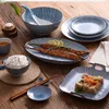 Zen Japanese Double Ears Ceramic Baking Tray 9" Square Dinner Plates 13" Oval Serving Dish for Steak Sushi Assorted Four Pattern