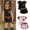 Abiti firmati per bambini Neonate Set di abbigliamento con stampa leopardata T-shirt da taschino Top Pantaloncini Tuta Pantaloni a maniche corte moda estiva Abiti BYP536