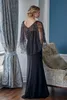 Ny ankomst Black Evening Dresses Jacket Beaded Chiffon Mermaid Prom Dress Scoop Halsbindning Formella festklänningar