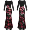 Angel-fashions – robe de soirée noire à manches longues, motif Rose, paillettes, robe de soirée, robe de bal, 396238R