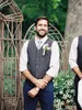 Szary Wełna Tweed Groom Kamizelki Formalne Garnoszczelne Kamizelka Kamizelka Męskie Brytyjskie Styl Ślub Tuxedo Waistcoat Plus Size