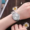 Kadın Gümüş Altın Alaşım Kemer Örgü Saatler Aşk Kalp Dial Hollwatches Moda Sıradan Kadınlar Çelik Kuvars Saatler Relogio Feminino