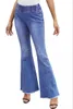 Женские расклешенные джинсы, повседневные брюки с отверстиями до колен, отбеленные модные модные джинсы с высокой эластичной резинкой на талии, высокое качество, бесплатная доставка