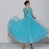 2019new azul cor-de-rosa lace manga longa baile dança concorrência vestido mulheres waltz vestido padrão moderno desempenho desempenho trajes