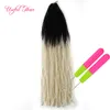 Dreadlocks Ombre Blonde Crochet Hair Extensions DREADS LOCS Long Synthetic Hair Weave 18" Braiding Hair Sister Micro Locs Straight FREE HOOK