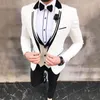 Custom White Suits for Wedding Tuxedos Groom Wear Black Shawl Lapel Groomsmen Outfit Man Blazer 3Piece trajes de hombre Costume Ho332R