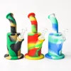 Bunte 8,5-Zoll-Silikon-Wasserpfeifen-Recycler-Bubbler-Rauchzubehör unzerbrechliche Silikonbongs mit Downstem und Glasschale