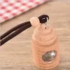 Botella de Perfume de cristal con cubierta de madera de estilo árabe de 5ml, viales de fragancia para colgar en botella aromática, decoración para el hogar y el coche P093