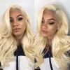 613 blonde kant voorkant menselijk haar pruiken voor witte vrouwen body wave full lace pruiken met baby haar natuurlijke haarlijn