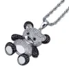 Hip Hop mignon dessin animé Panda bijoux collier pendentif glacé Zircon hommes chaîne de diamant avec corde Chain306e