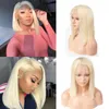 13x4 Short BOB Brazilian Blonde Lace Front Human Hair Wigs For Black Women Ombre 1b 613 Lace Frontal Wig HD Transparent Lace Wig9326124