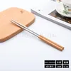 Creativo Manico In Legno Posate Più Posate In Acciaio Inox Coltello Cucchiaio Forchetta Caffè Cucchiaio Gelato Frutta Coltello Set Da Tavola