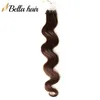 Indiana Italiana cheratina Nail U punta di estensioni dei capelli dell'onda del corpo di 1g / strand 100g / set 18-24 pollici # 1 # 2 # 4 # 22 Pre-bonded Remy trama dei capelli dei capelli di Bella