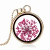 Pendant Necklace Fashion Pretty Romantic Crystal Glass Floating Locket Dried Flower Plant Pendant Chain Necklace Flower Locket Necklaces