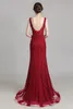 Shining Rhinestone Celebrity Dresses 2019 Long Slim Sexy Mermaid Wine Red Evening Party Gowns Real Photo L5488