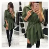 Mode tendance cravate taille chemise tenue décontractée femmes automne robe portefeuille à manches longues col rabattu courtes Mini robes