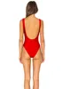 New Sexy Deep V Swimsuit Moda One Piece Maiô Menina Cor Sólida Backless Designer Swimwear