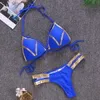 yakuda 2022 nieuwe bikini goud-gestempeld sexy zwempak drie punten explosief zwemmen pak split dames stiksels swimwear flexibel stijlvol