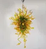 Lamp China Supplier Long Flower Chandeliers Lighting Amber and Green Shade Pendant Lamps Modern Hand Blown Glass Chandelier with LED Bulbs