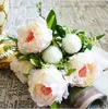 Peonie artificiali Fiori di seta vero tocco Foglia finta Decorazione per la casa e la festa nuziale 7 teste di fiori di peonia