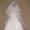 En Stock rassembler 80CM de Long voiles de mariée deux couches Tulle voiles de Mariage blanc ivoire femmes accessoires de Mariage Voile Mariage2419310