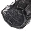 インドの未処理の自然な波の人間の髪Ponytailの延長100％のバージンポニーテールヘア本物の自然な黒い髪1bポニーテールヘアピース160g