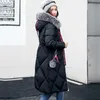 Moda-Kadınlar Kış Ceketler ve Mont 2019 Rahat Uzun Kollu Büyük Kürk Yaka Aşağı Ceket Kadın Gevşek Sıcak Kapüşonlu Parkas Artı Boyutu 2XL