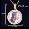 Personalizado po medalhões redondos colar po quadro pingente com corrente de tênis diamante ouro gelo fora rock street masculino hip hop j269u