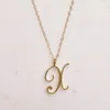 Gold Silver Swirl Initial Alphabet Letter Necklace All 26 English U-Z Cursive Luxury Monogram Name Word Pendant Chain Necklaces for Women