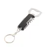 Portable Key Ring Bottle Opener Rostfritt stål Korkskruvkniv Pulltap Dubbel gångjärn Vinflasköppnare Kök Bar Tool VT14512629