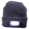 Kamp Av Yürüyüş Klip-ON-OFF Örme Beanie Hat Cap Brim Roll-up Balıkçılık Unisex Erkek Kış Sıcak 5 LED Işıklar Işıklı Gece