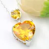 10Pcs Luckyshine 8 Color Gift Jewelry Heart Cubic Zirconia Gemstone Silver Pendants Necklaces for Holiday Wedding Party