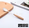 Творческая деревянная ручка столовые приборы несколько нержавеющих сталь нож нож ложка вилка кофе мороженое ложка фруктовый нож столовой посуда