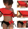 Baby girl Swimwear Enfants Ruffled Swimming Cost Two Piece Bownot Bikini Set Nimons Costume de baignade de plage 4 couleurs 5pcs DW497310673